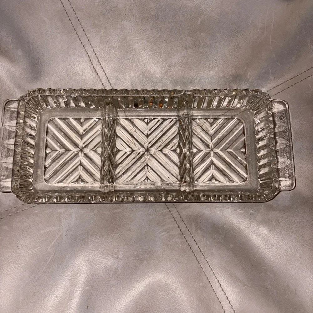 Vintage Tri-Section Glass Platter